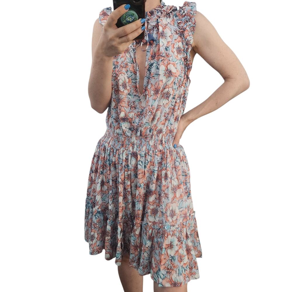 Poupette St. Barth Triny Floral Mini Dress M Beach‎ Resortwear Cottagecore Fairy